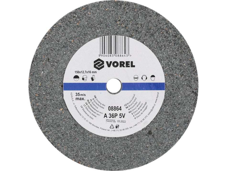 Disc abraziv pentru polizor de banc Vorel 150x12.7x17mm 7X17MM