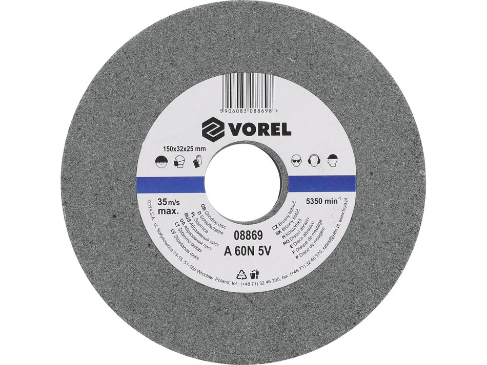 Disc abraziv pentru polizor de banc Vorel 150x32x25mm 32X25M 150X32X25