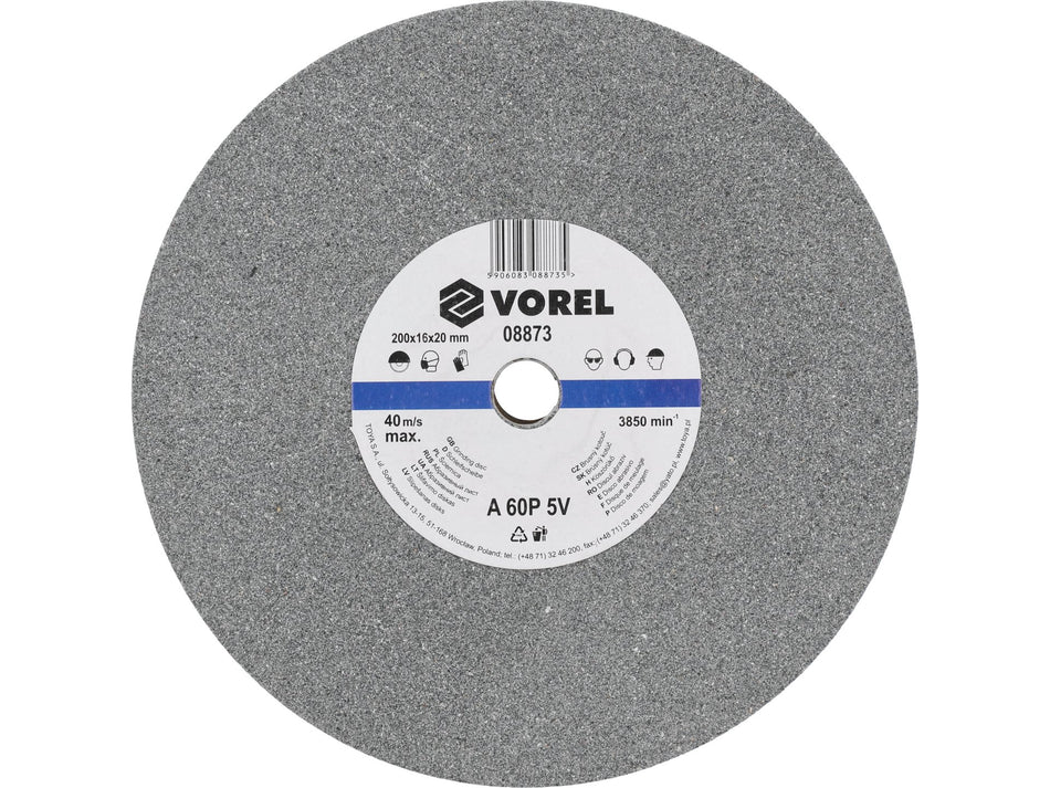 Disc abraziv pentru polizor de banc Vorel 200x16x20mm