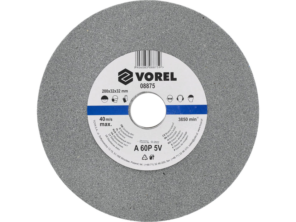 Disc abraziv pentru polizor de banc Vorel 200x32x30mm