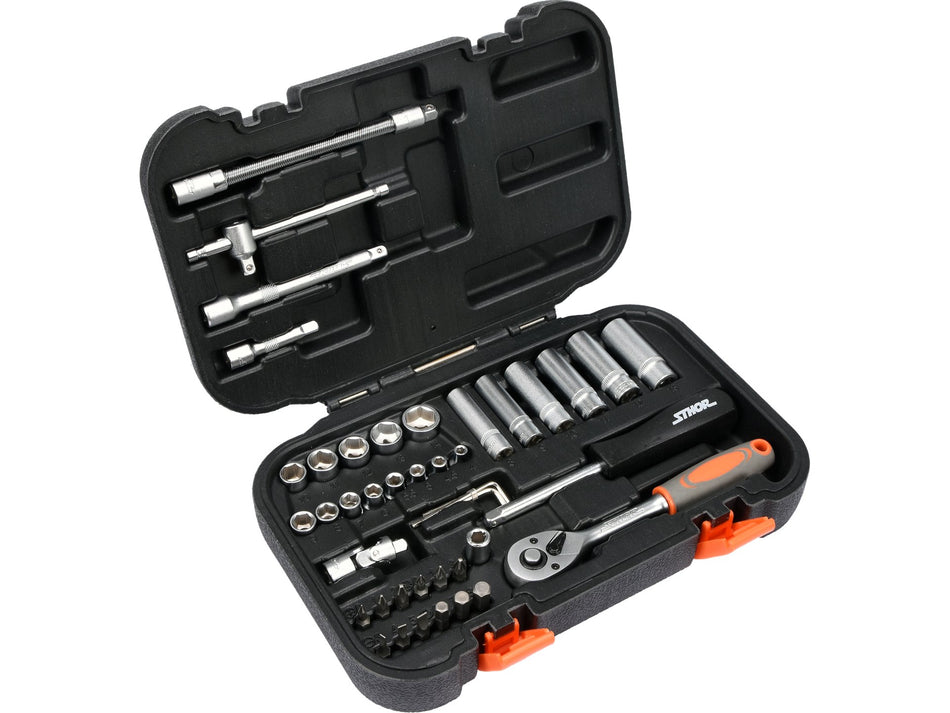 Trusa tubulare 1/4'', Sthor, 42 piese