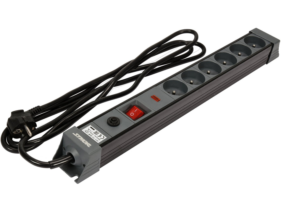 Prelungitor electric Sthor 6 prize, cu intrerupator, 3m 3M-2