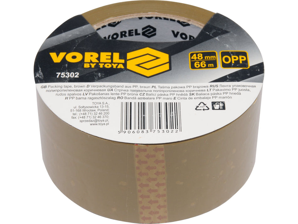 Banda adeziva pentru ambalare Vorel 48mmx66m, maro...
