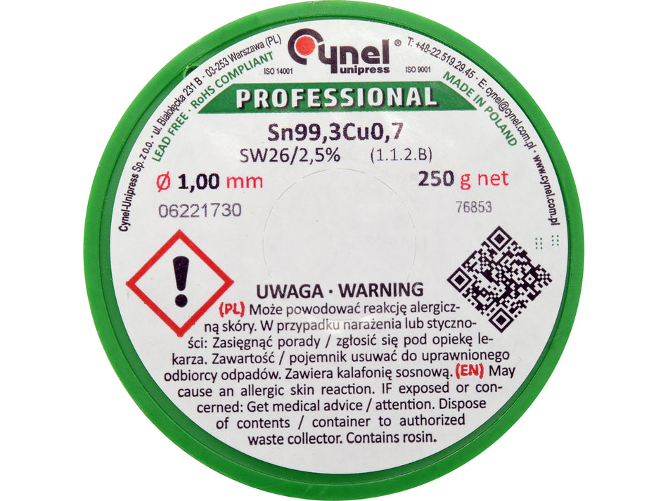 Cositor fara plumb 1 No Name 250g, sn99, 3cu0, 7