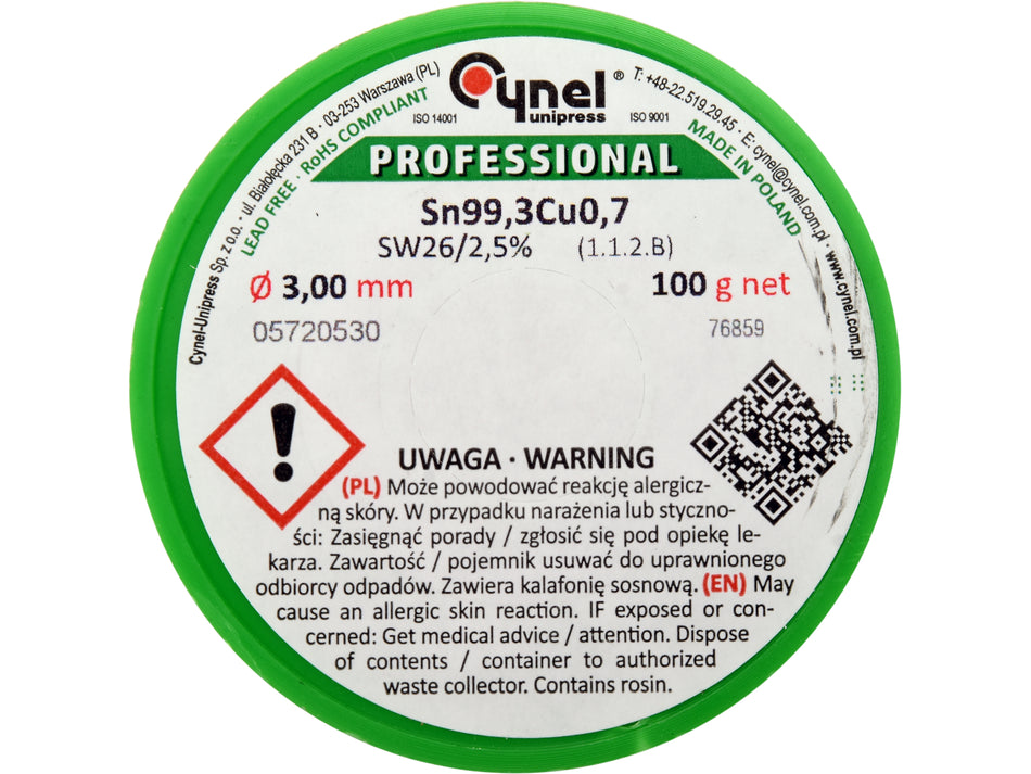 Cositor fara plumb 3 No Name 100g, sn99, 3cu0, 7