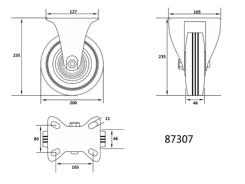 Roata fixa pentru cariucior Vorel, 200mm VOREL 87307