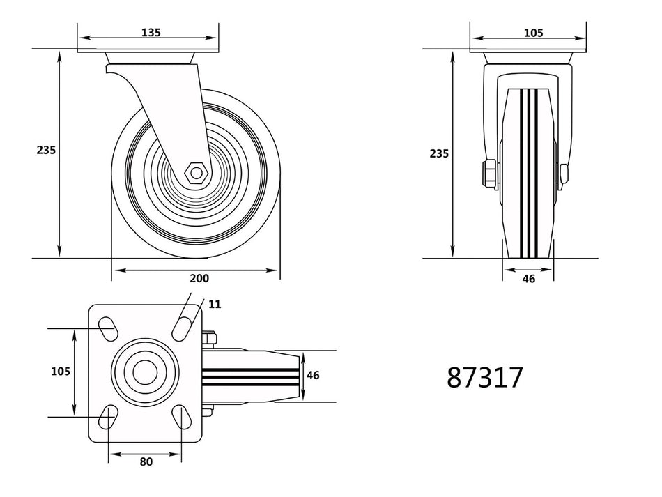 Roata pivotanta Vorel 200mm VOREL 87317