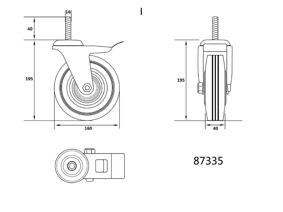 Roata pivotanta Vorel de 160mm cu frana de cauciuc...