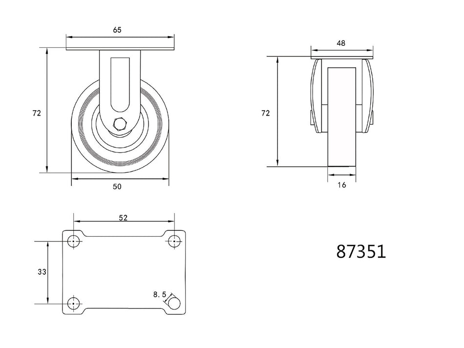 Roata fixa Vorel 50x16x72mm, 20kg VOREL 87351
