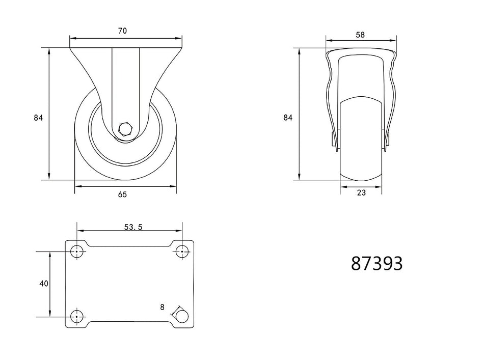 Roata fixa Vorel, 65mm VOREL 87393