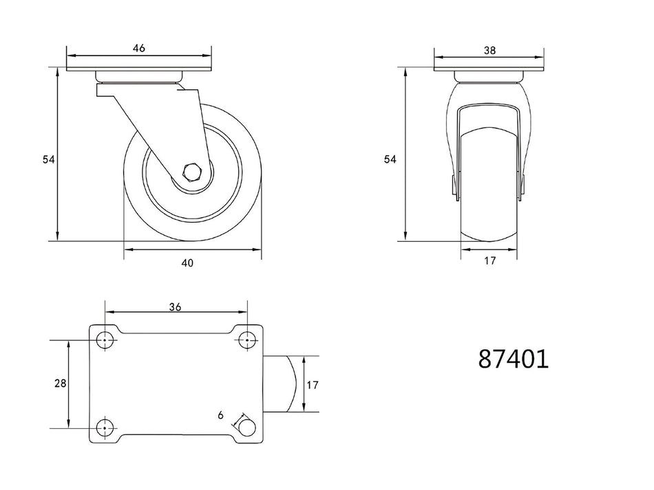 Roata pivotanta Vorel, 40mm VOREL 87401