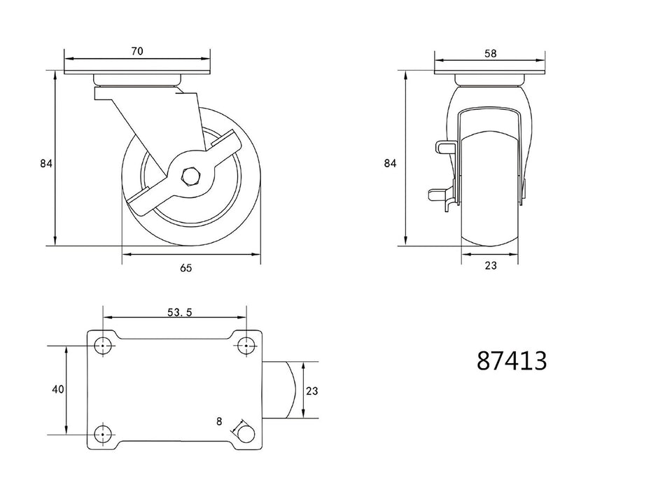 Roata pivotanta cu frana Vorel, 65mm VOREL 87413