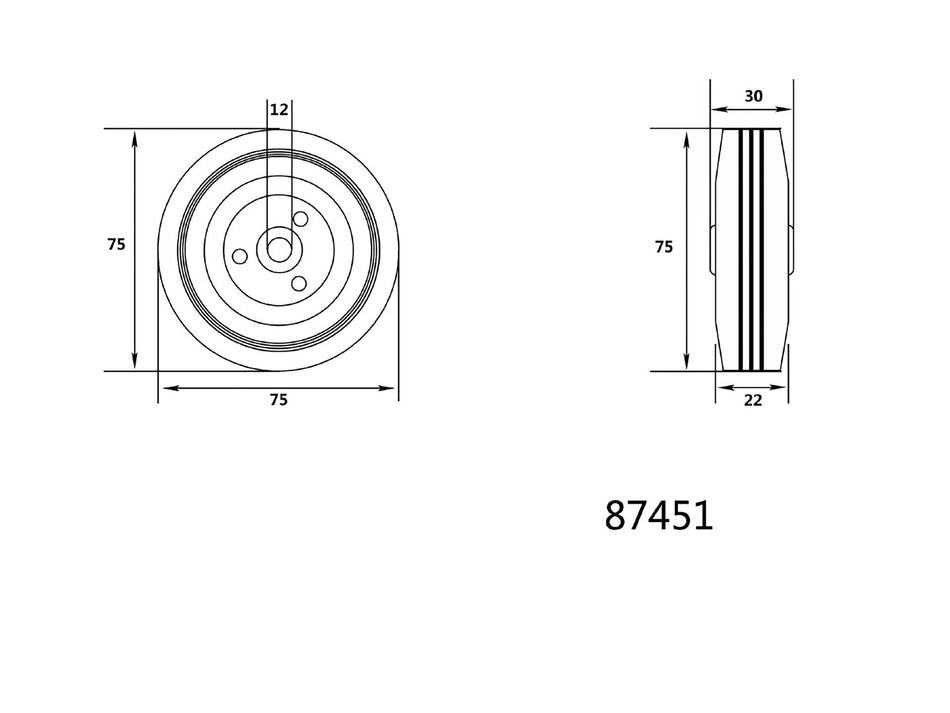 Roata rezerva 75/25/45mm Vorel pentru 87301 VOREL 87451