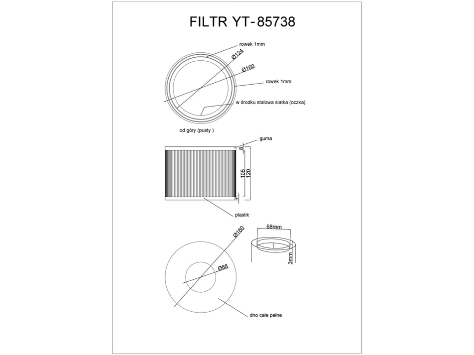 Filtru hepa yt-85700 si yt-85701 Yato YATO YT-85738