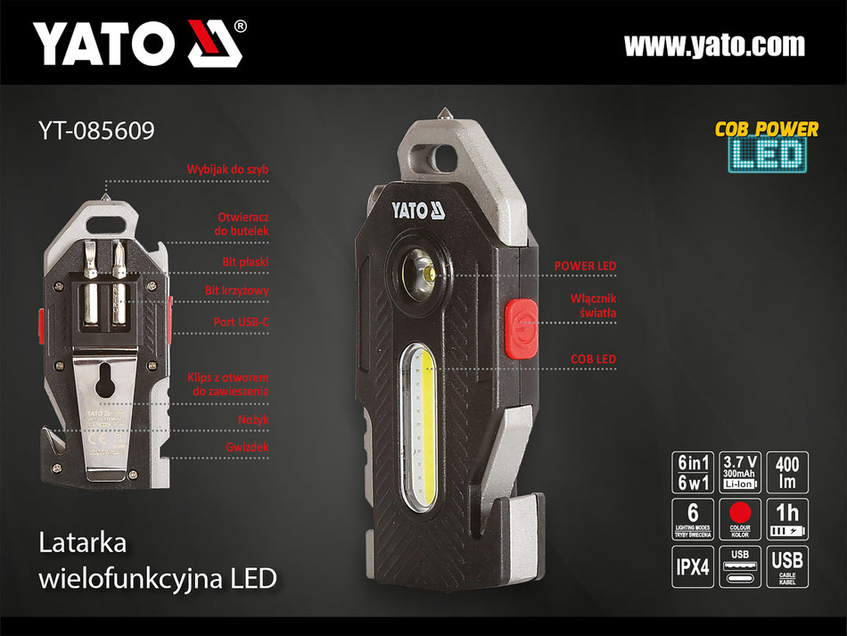 Lanterna multifunctionala Yato 6 in 1 400lm YATO...