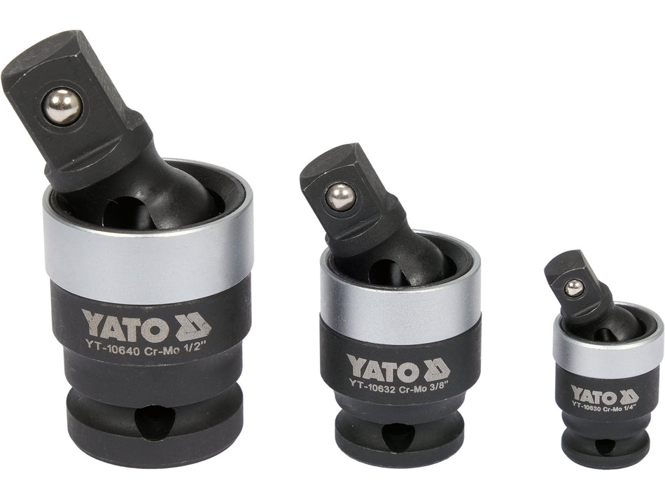 Set adaptoare cardanice de impact 1/4"; 3/8"; 1/2" Yato