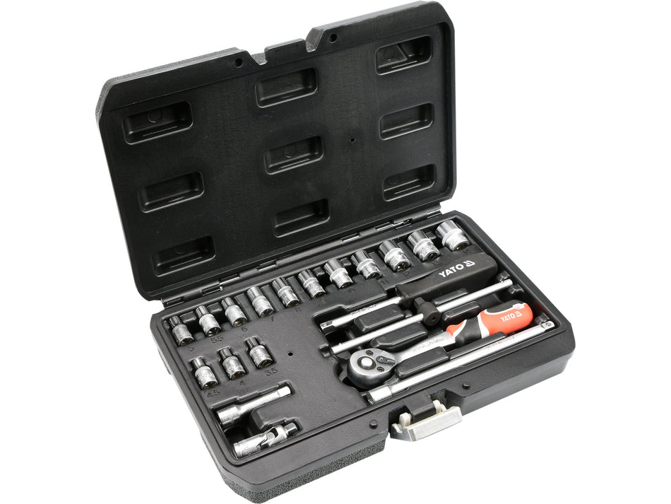 Trusa tubulare+antrenor Yato 20 buc, 1/4'', cr-v...