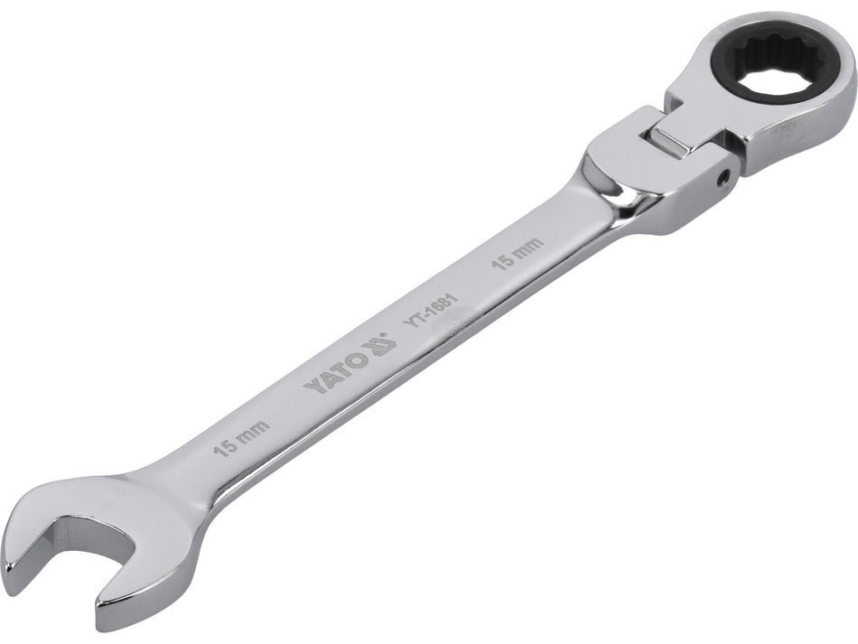 Cheie combinata cu clichet si cap flexibil Yato 15mm