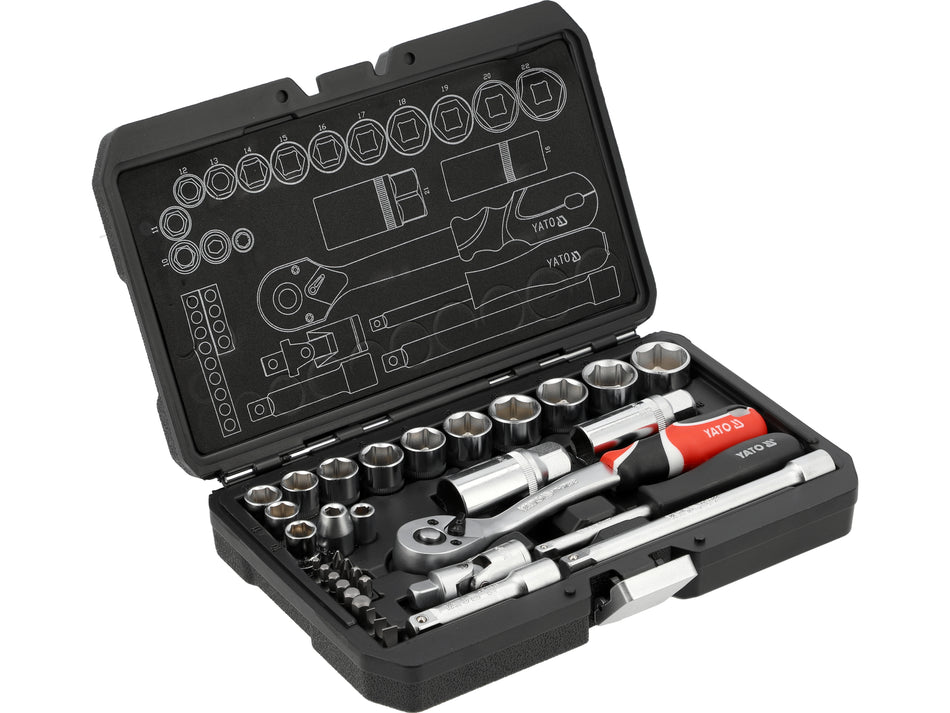 Trusa tubulare 1/4", 3/8", Yato, 34 piese