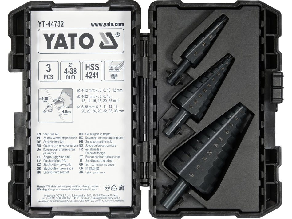 Set Yato 3 burghie in trepte pentru metal YATO YT-44732