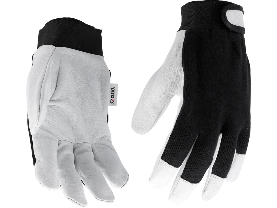 Manusi lucru marimea Yato 10, bumbac/piele negru...