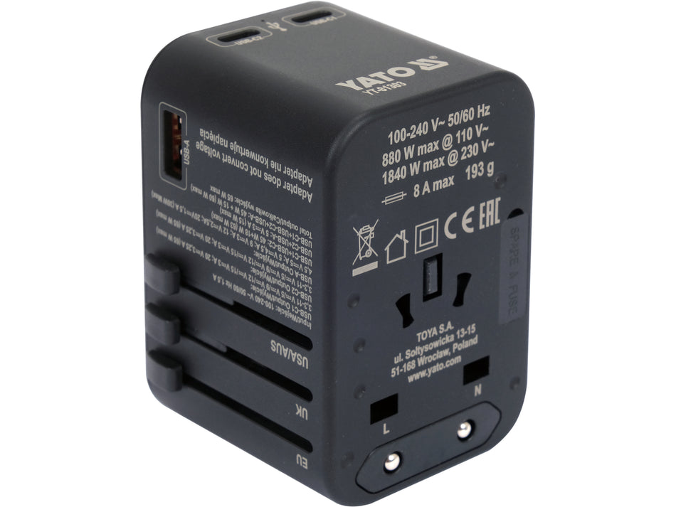 Adaptator calatorie univ.usb-c Yato 65W YATO YT-81303