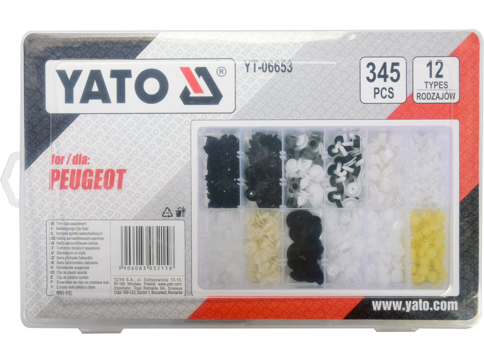 Set clipsuri auto peugeot Yato 345 buc YATO YT-06653