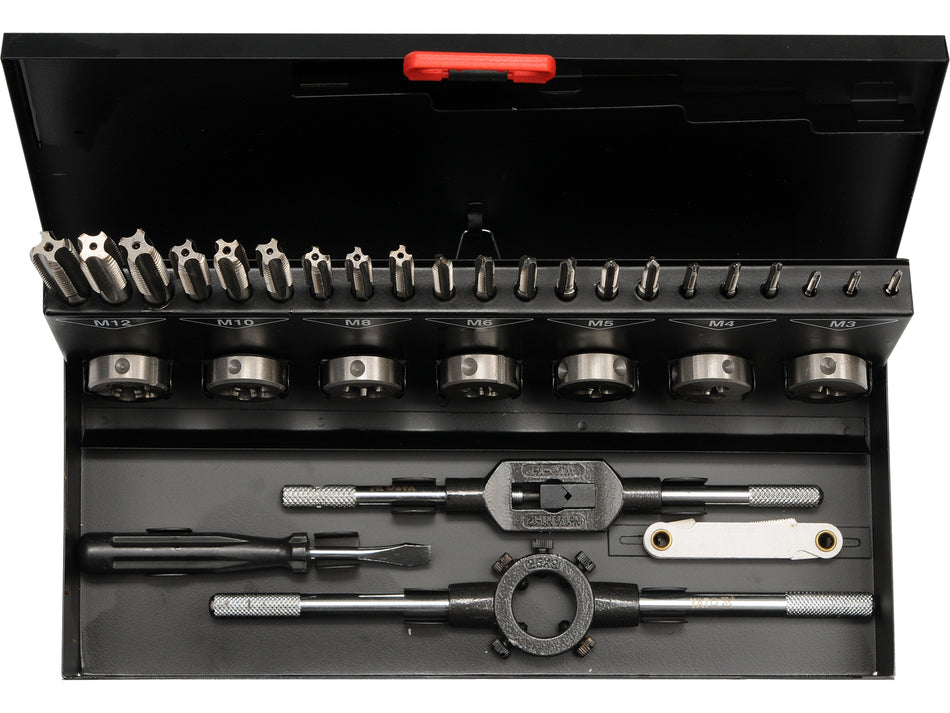 Set tarozi si filiere, Yato, 32 buc, m3-12, hss