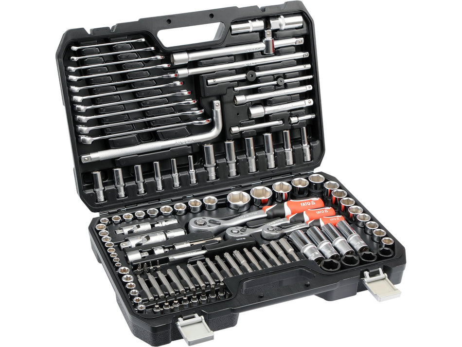 Trusa tubulare si antrenor 1/2'', 1/4'', 3/8'', Yato, 128 piese
