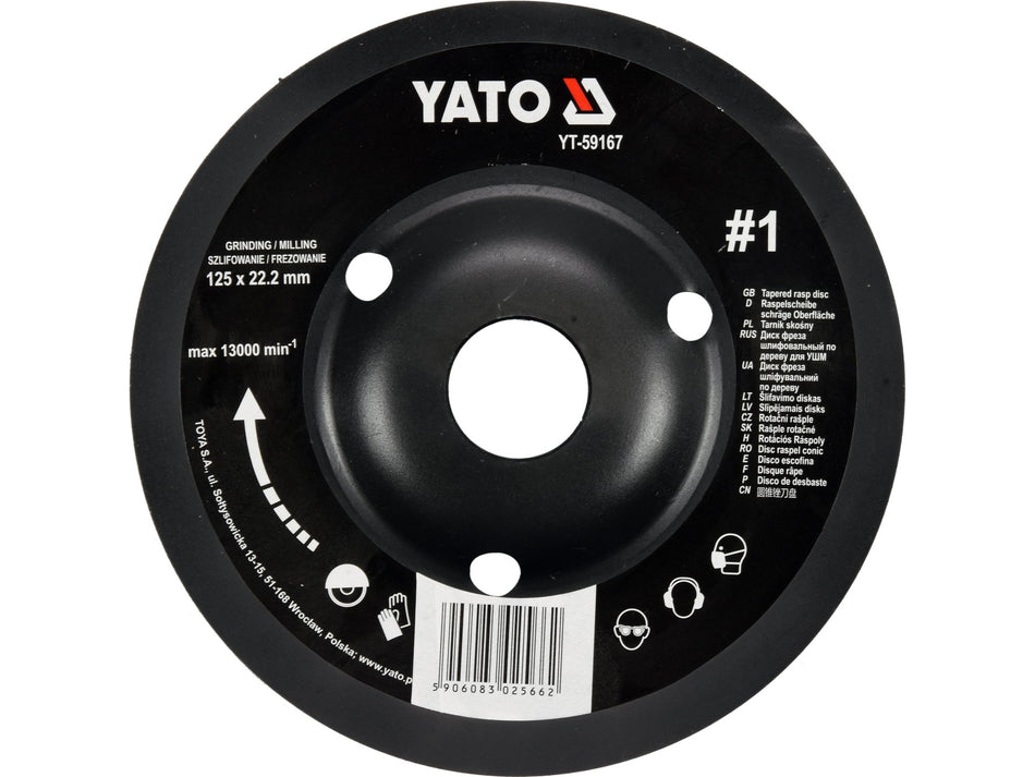 Disc raspel lemn Yato, 125x22.2mm, nr1 YATO YT-59167