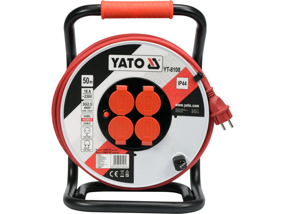 Prelungitor pe tambur Yato 50m, 3x2.5mm2, 16a YATO...